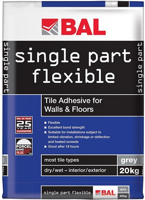 Bal Single Part Flexible Tile Adhesive Grey Underfloor Heating Uk